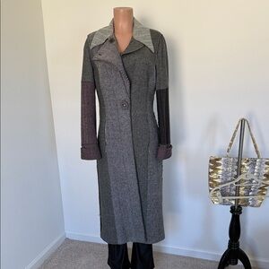 Miss Sixty Gray and Brown Long Coat size medium women’s